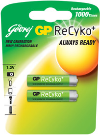 Godrej GP ReCyko AAA (2 Pcs - Pre-Charged) Rechargeable Battery: Rechargeable Battery Buy Godrej GP ReCyko AAA (2 Pcs - Pre-Charged) Rechargeable Battery: Rechargeable Battery