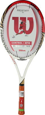 Wilson Blx Pro Staff 90 Strung Tennis Racquet - Black, Gold, White, Red, Weight - 357.2