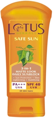 Lotus Herbals Safe Sun 3 In 1 Matte Look Daily Sunblock - SPF 40: Sunscreen Buy Lotus Herbals Safe Sun 3 In 1 Matte Look Daily Sunblock - SPF 40: Sunscreen